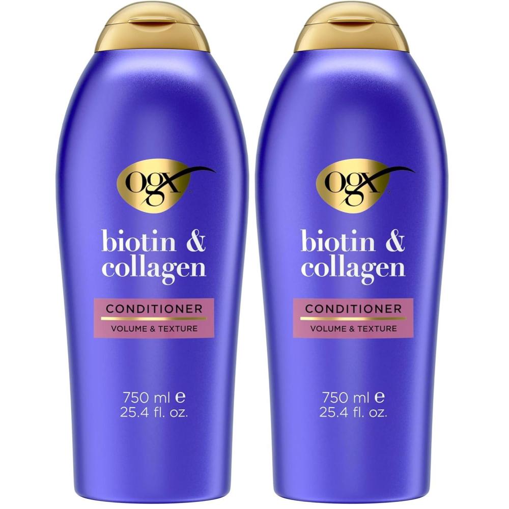 image:imageOGX Thick amp Full Biotin amp Collagen Volumizing Conditioner NutrientInfused Conditioner with Vitamin B7 Biotin Gives Hair Volume amp Body for 72 Hours SulfateFree Surfactants 13 fl Oz254 Fl Oz Pack of 2