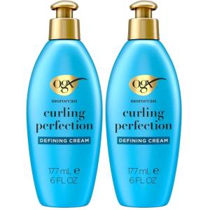 OGX Argan Oil of Morocco Curl-Defining Styling Cream, Anti-Frizz Curl Cream for Curly Hair & All Textures, Cold-Pressed Argan Oil, Paraben-Free, Sulfate-Free Surfactants, Curly Hair Products, 6 oz(6 Fl Oz (Pack of 2))