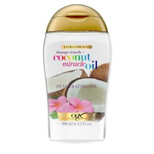 OGX Extra Strength Damage Remedy + Coconut Miracle Oil Penetrating Hair Oil Treatment, Extra Hydrating Anti-Frizz Oil for Coarse, Dry Hair, Paraben-Free, Sulfated-Surfactants Free, 3.3 Fl Oz(Coconut)