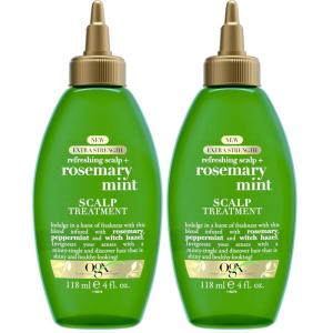 OGX Extra Strength Refreshing Scalp + Rosemary Oil Mint Dry Scalp Treatment, Peppermint & Witch Hazel Scalp Detox, Clarifying Leave-In to Help Remove Buildup and Refresh, Shiny Hair Finish, 4 fl oz(4 Fl Oz (Pack of 2))
