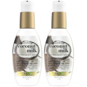 OGX Nourishing + Coconut Milk Anti-Breakage Serum, 4 Fl Oz(4 Fl Oz (Pack of 2))