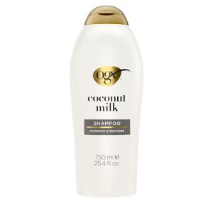 OGX Nourishing + Coconut Milk Shampoo, Hydrating & Restoring Shampoo Moisturizes for Soft Hair After the First Use, Paraben-Free, Sulfate-Free Surfactants, 25.4 fl. oz(25.4 Fl Oz (Pack of 1))