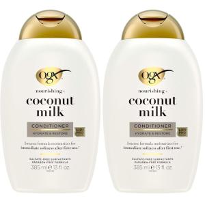 OGX Nourishing Coconut Moisturizing Conditioner for Strong & Healthy Hair, with Coconut Oil & Egg White Protein, Paraben-Free, Sulfate-Free, 13 oz (Pack of 4)(13 Fl Oz (Pack of 2))