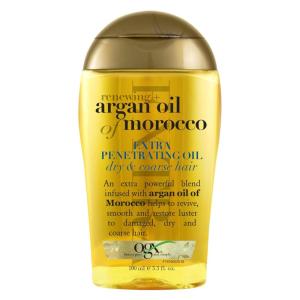 OGX Renewing + Argan Oil of Morocco Hair Oil, Extra Strength Penetrating Serum Treatment for Dry, Damaged, Frizzy, Curly & Coarse Hair, Cold-Pressed Argan Oil, Shine, 3.3 Fl Oz(Unscented)