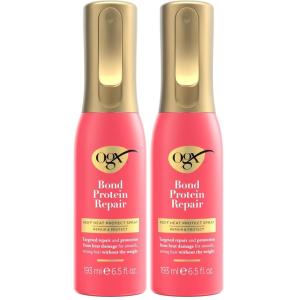 OGX Repair & Protect Bond Protein Repair 450°F Heat Protect Spray, Weightless Repair Mist for Nonstop Damage Protection* for All Hair Types, Heat Spray Preps Hair for Styling, 6.5 fl. oz(6.5 Fl Oz (Pack of 2))