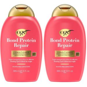 OGX Repair & Protect Bond Protein Repair Conditioner, Lightweight Conditioner Targets Damaged Areas of Hair, Formulated without Parabens, Sulfate-Free Surfactants, 13 fl. oz(13 Fl Oz (Pack of 2))