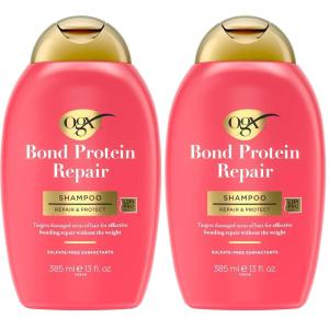 OGX Repair & Protect Bond Protein Repair Shampoo, Lightweight Hair Wash Cleanses & Targets Damaged Hair for Effective Bond Repair, Formulated without Parabens, 13 fl. oz(13 Fl Oz (Pack of 2))
