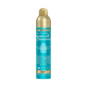OGX Revitalize + Argan Shine Extra Strength Multi-Benefit Heat Protection Hairspray with Argan Oil & Silk Proteins, Tame Frizz & Non-Greasy Shine, Morocco, 8 Ounce
