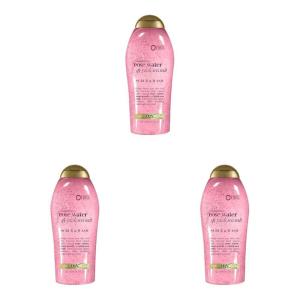OGX Sensitive + Rose Water & Pink Sea Salt Exfoliating Body Scrub + Rose Quartz, Gentle Exfoliating Daily Body Wash Softens Skin, Body Scrub for Women, Sulfate-Free Surfactants, 19.5 fl oz(19.5 Fl Oz (Pack of 3))