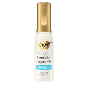 OGX Smooth Emulsion + Argan Oil Conditioning Hair Mist, Damage Repair Spray with Ceramides for 4x Smoother Hair* for up to 48 Hours Without the Weight, 450°F Heat Protection, 6.5 fl. oz