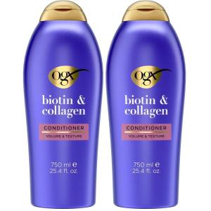 OGX Thick & Full + Biotin & Collagen Volumizing Conditioner, Nutrient-Infused Conditioner with Vitamin B7 Biotin Gives Hair Volume & Body for 72+ Hours, Sulfate-Free Surfactants, 13 fl. Oz(25.4 Fl Oz (Pack of 2))