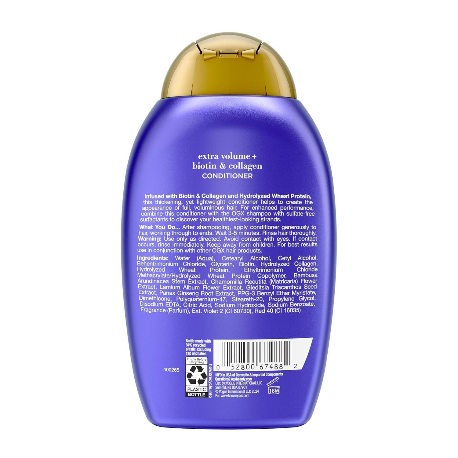 image:imageOGX Extra Strength Biotin and Collagen Conditioner 13 fl oz SulfateFree Thicker Fuller Hair13 Fl Oz Pack of 1