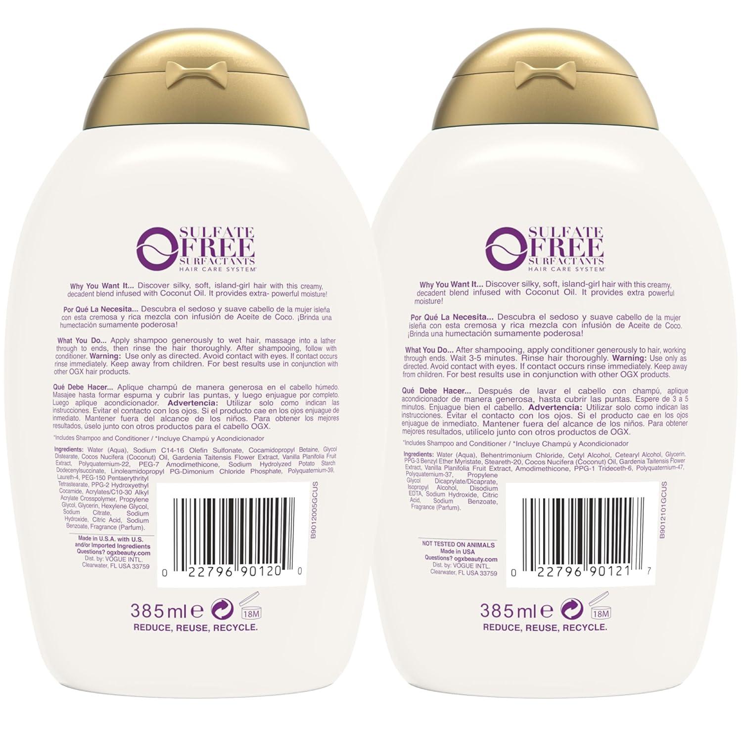 image:imageOGX Extra Strength Damage Remedy Coconut Miracle Oil Shampoo amp Conditioner for Dry Frizzy or Coarse Hair Hydrating amp Flyaway Taming Conditioner ParabenFree SulfateFree 13 Fl Oz 2 Pack