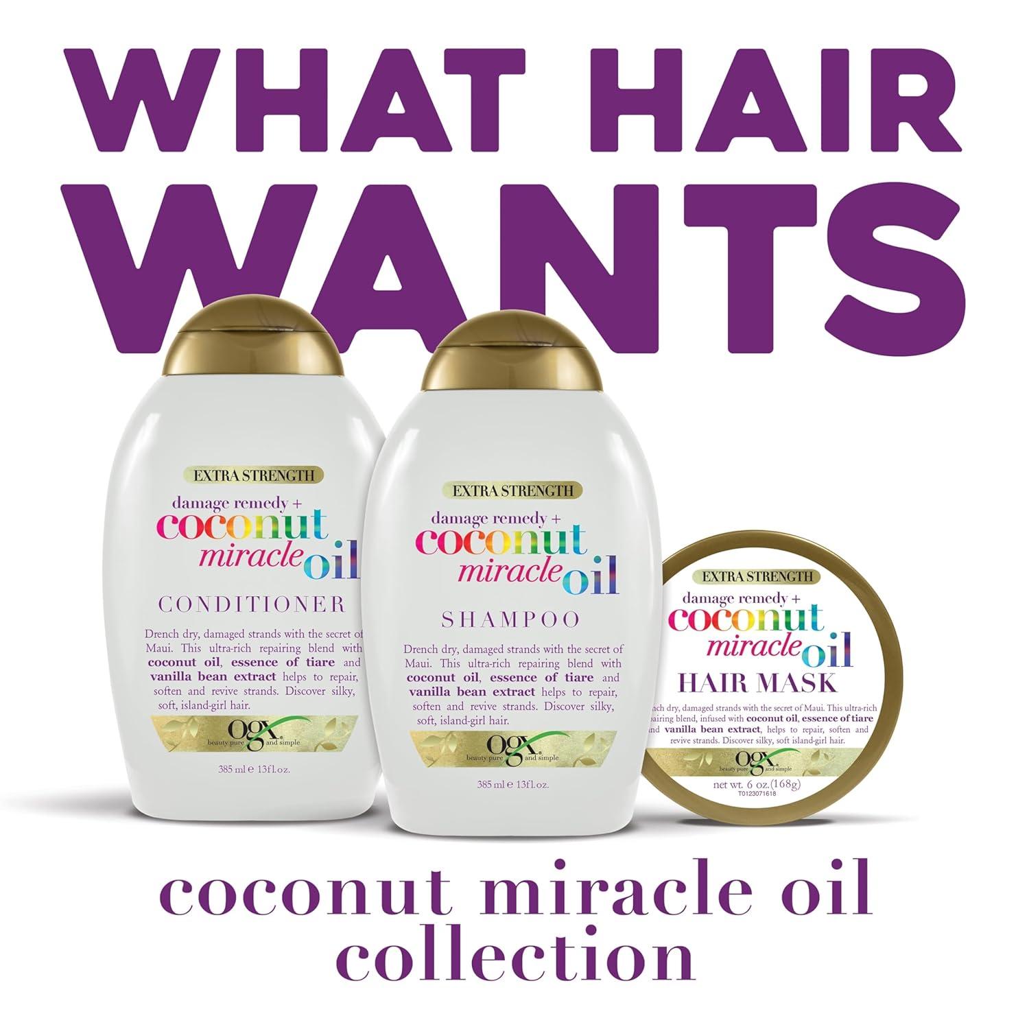 image:imageOGX Extra Strength Damage Remedy Coconut Miracle Oil Shampoo for Dry Frizzy or Coarse Hair ParabenFree SulfateFree Surfactants 13 Fl Oz254 Fl Oz Pack of 1