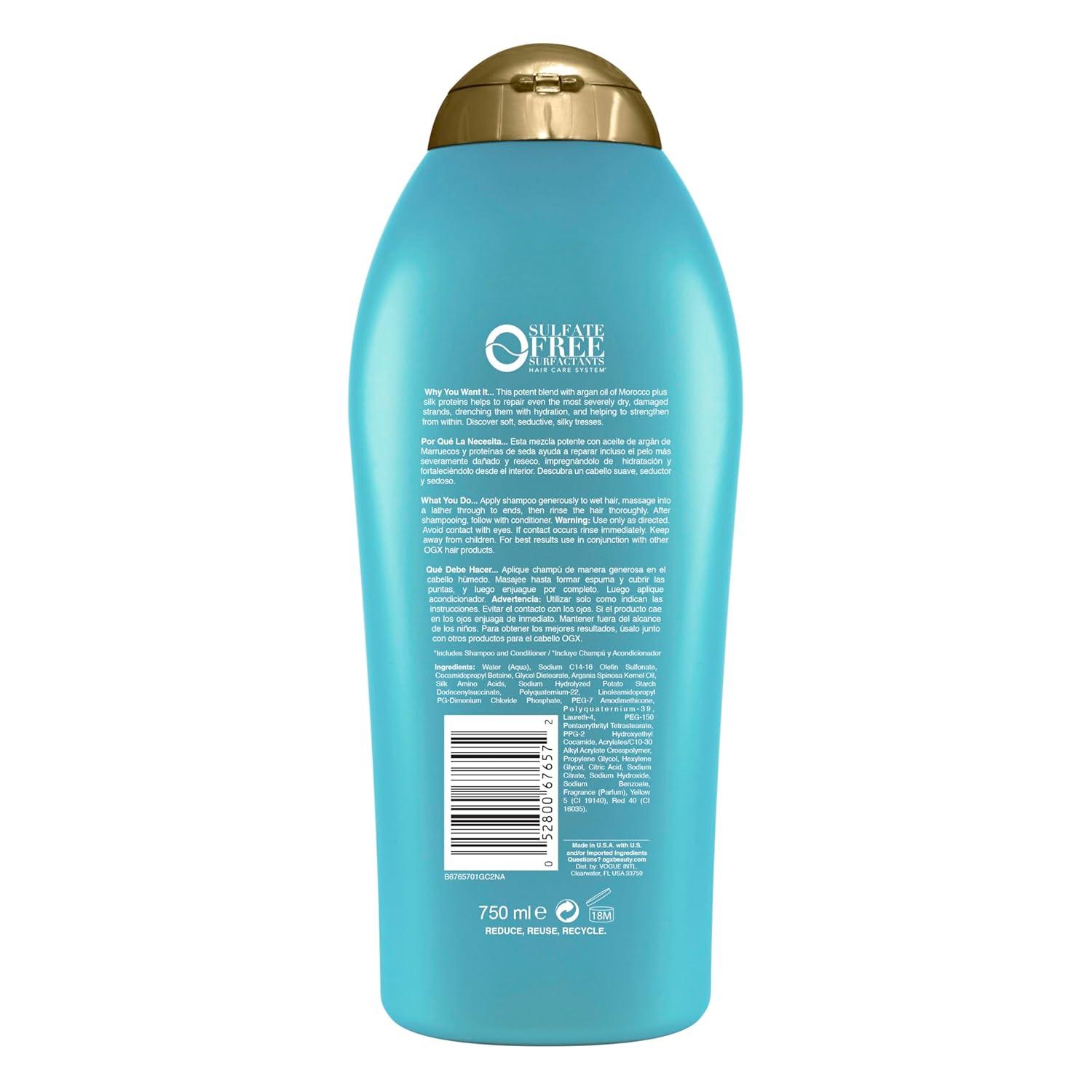 image:imageOGX Extra Strength Hydrate amp Repair Argan Oil of Morocco Shampoo for Dry Damaged Hair ColdPressed Argan Oil to Moisturize amp Smooth ParabenFree SulfateFree Surfactants 254 Fl Oz