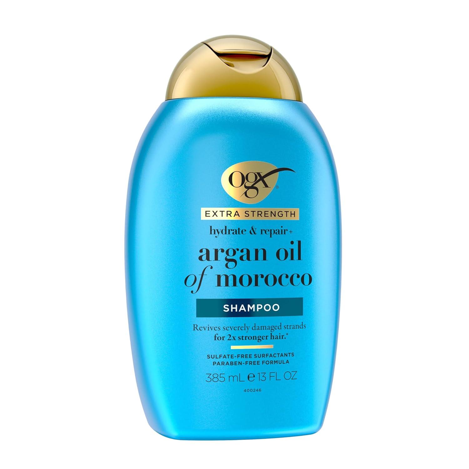 image:imageOGX Extra Strength Hydrate amp Repair Argan Oil of Morocco Shampoo for Dry Damaged Hair ColdPressed Argan Oil to Moisturize amp Smooth ParabenFree SulfateFree Surfactants 13 Fl Oz13 Fl Oz Pack of 1