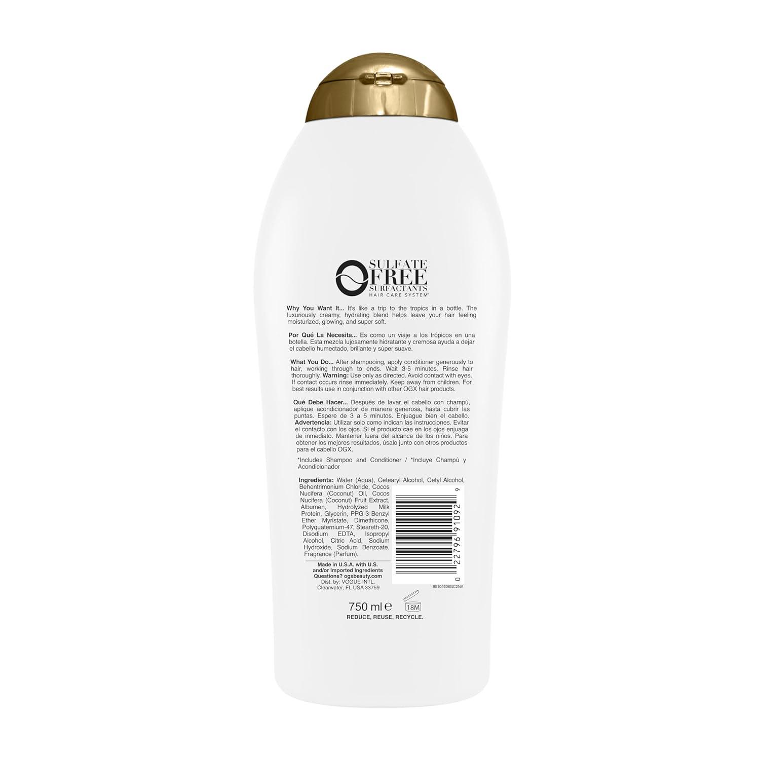 image:imageOGX Nourishing Coconut Milk Conditioner Hydrating amp Restoring Conditioner Moisturizes for Soft Hair After the First Use ParabenFree SulfateFree Surfactants 254 fl ozCoconut Milk