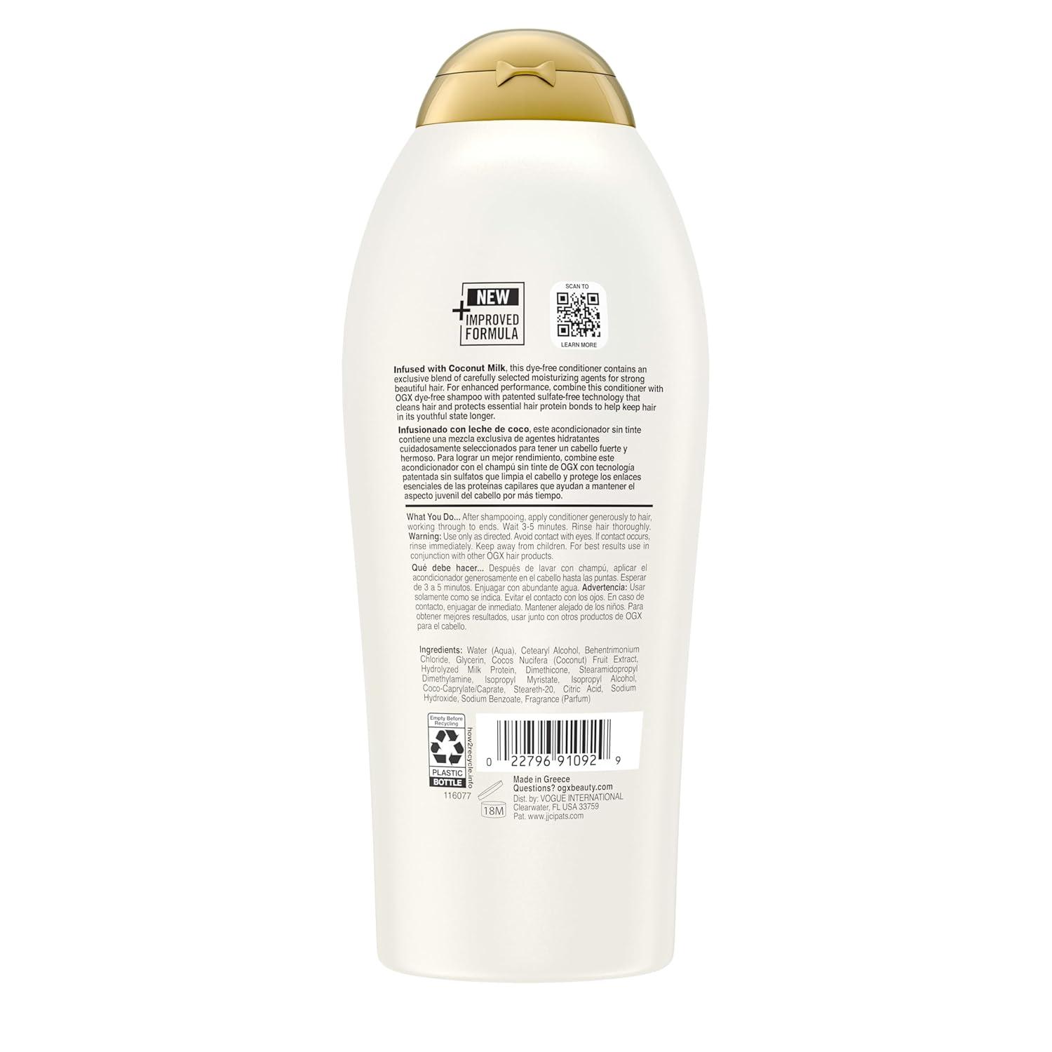 image:imageOGX Nourishing Coconut Milk Conditioner Hydrating amp Restoring Conditioner Moisturizes for Soft Hair After the First Use ParabenFree SulfateFree Surfactants 254 fl ozCoconut Milk