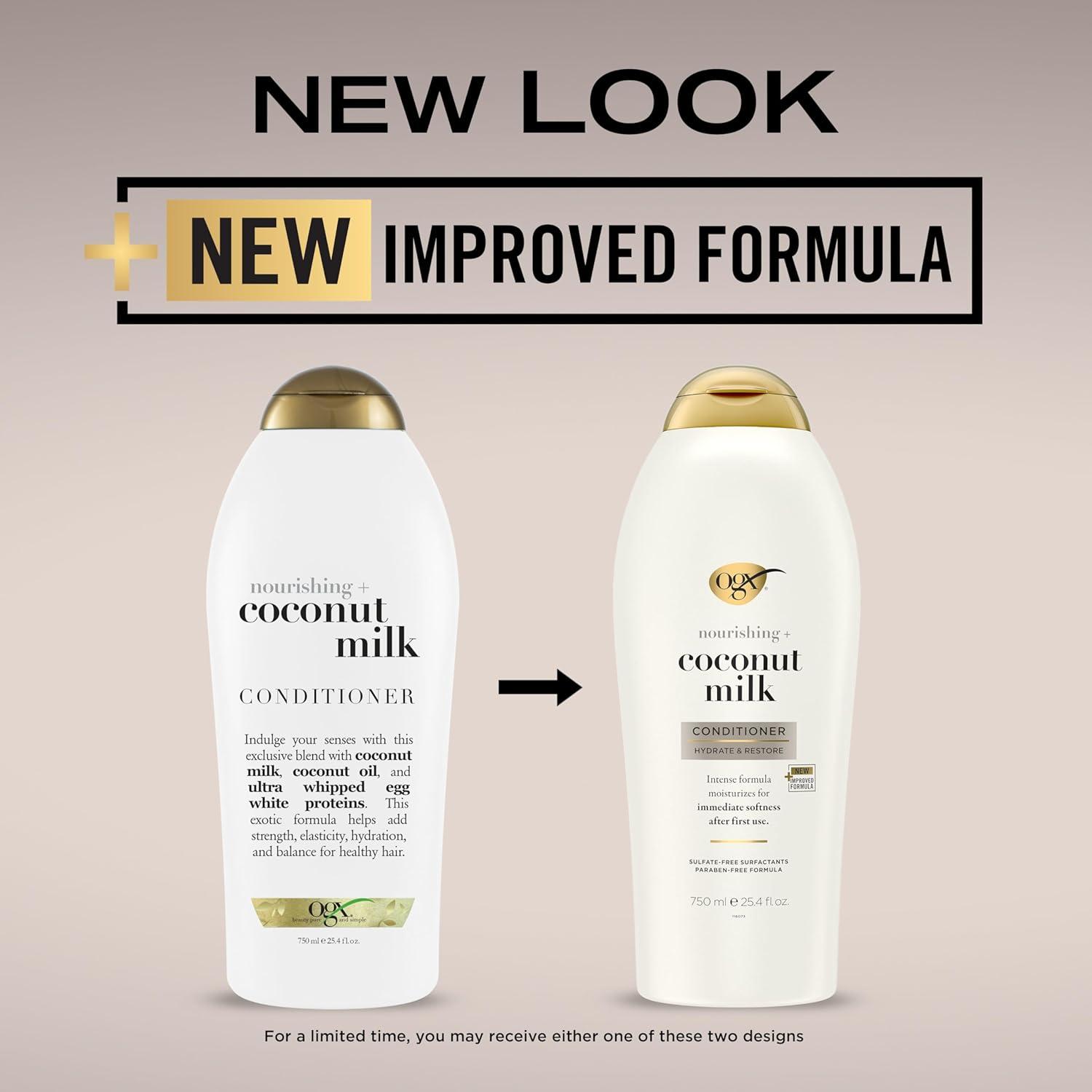 image:imageOGX Nourishing Coconut Milk Conditioner Hydrating amp Restoring Conditioner Moisturizes for Soft Hair After the First Use ParabenFree SulfateFree Surfactants 254 fl ozCoconut Milk
