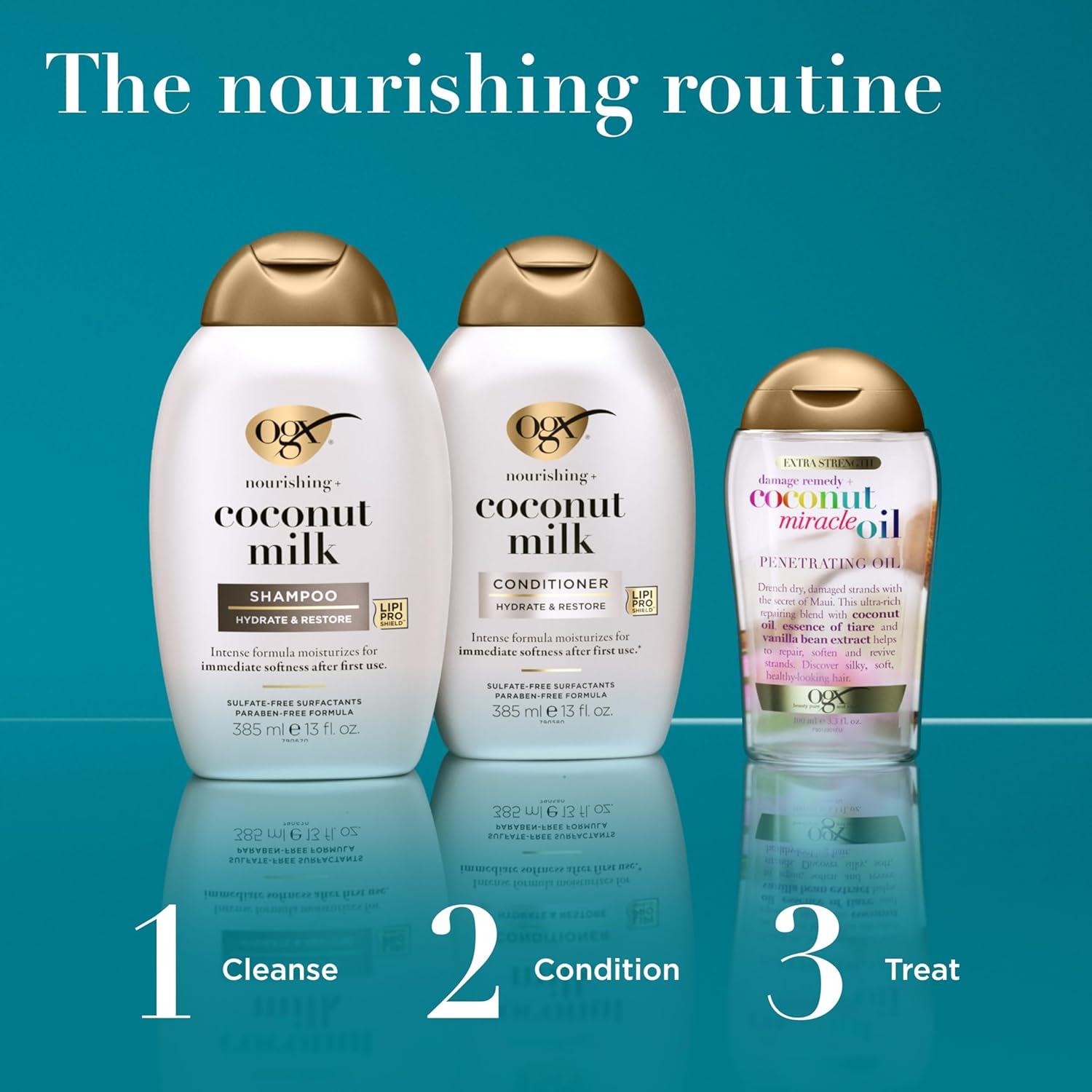 image:imageOGX Nourishing Coconut Milk Conditioner Hydrating amp Restoring Conditioner Moisturizes for Soft Hair After the First Use ParabenFree SulfateFree Surfactants 254 fl ozCoconut Milk
