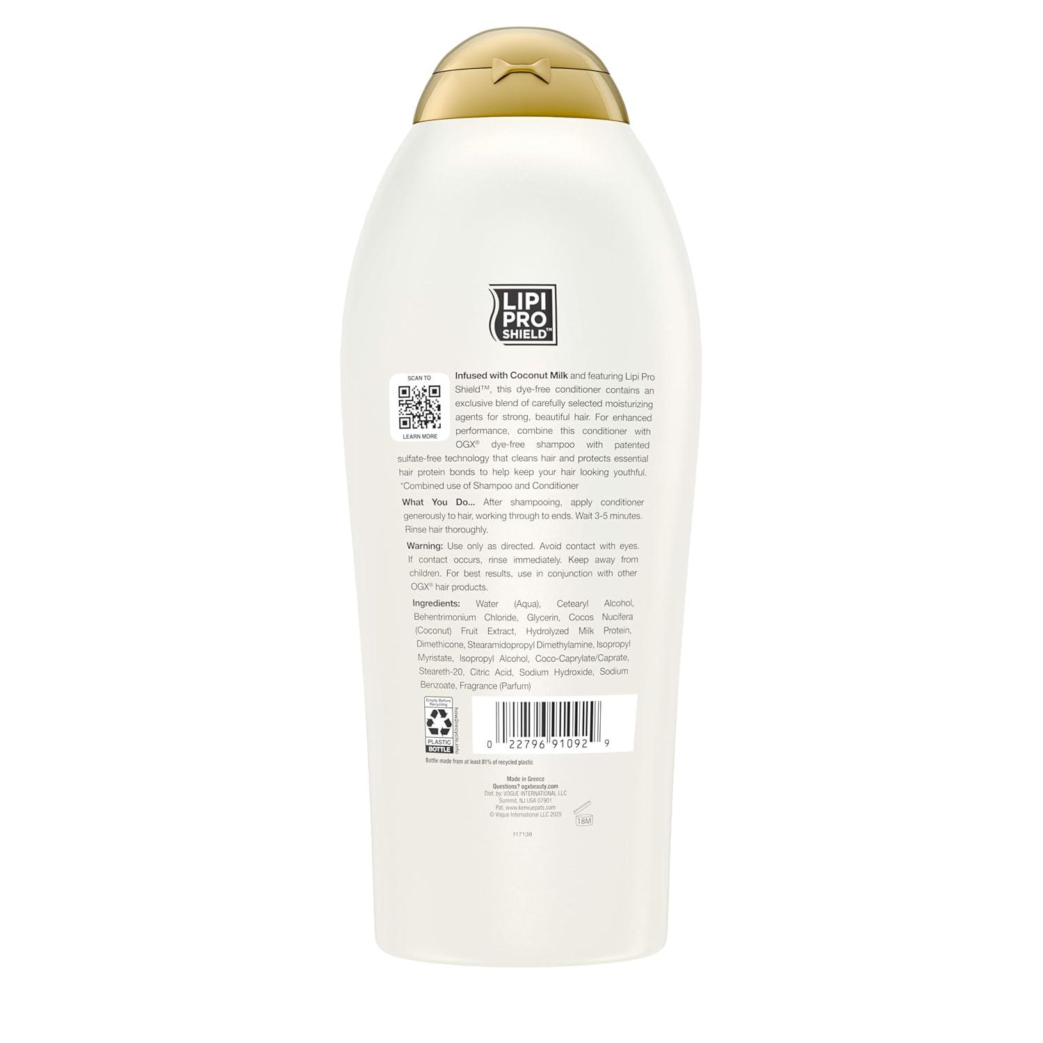 image:imageOGX Nourishing Coconut Milk Conditioner Hydrating amp Restoring Conditioner Moisturizes for Soft Hair After the First Use ParabenFree SulfateFree Surfactants 254 fl ozCoconut Milk