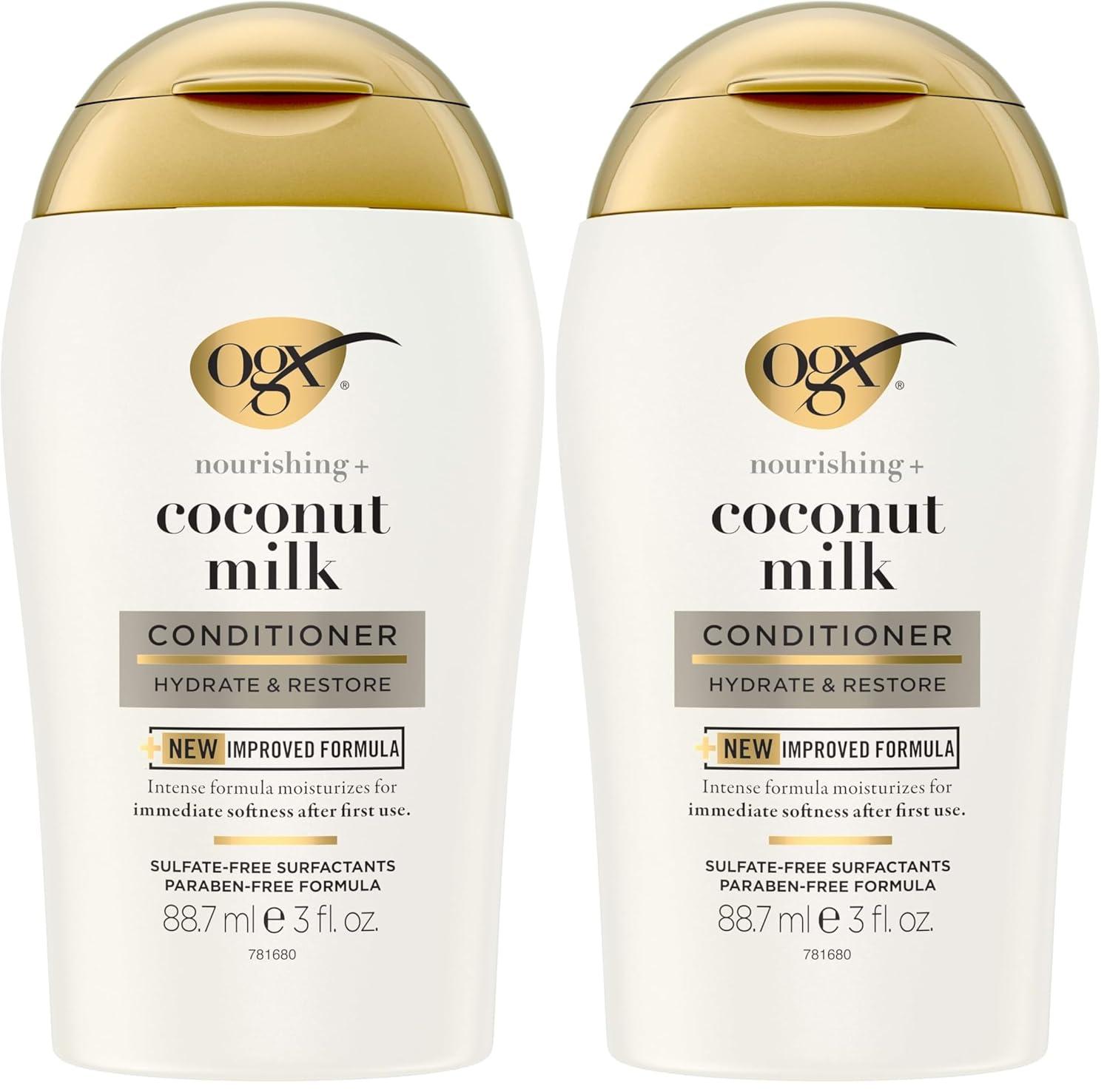 image:imageOGX Nourishing Coconut Milk Moisturizing Conditioner Hydrating amp Restoring Conditioner Moisturizes for Soft Hair After the First Use Travel Size TSACompliant 3 fl ozwhite