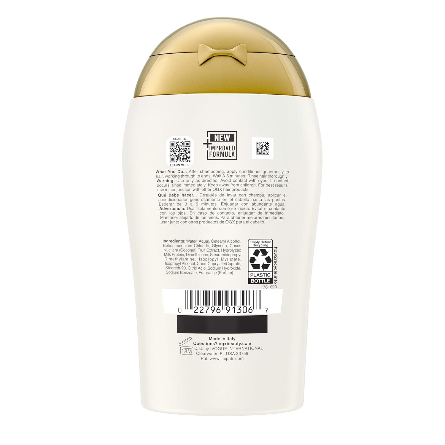 image:imageOGX Nourishing Coconut Milk Moisturizing Conditioner Hydrating amp Restoring Conditioner Moisturizes for Soft Hair After the First Use Travel Size TSACompliant 3 fl ozwhite