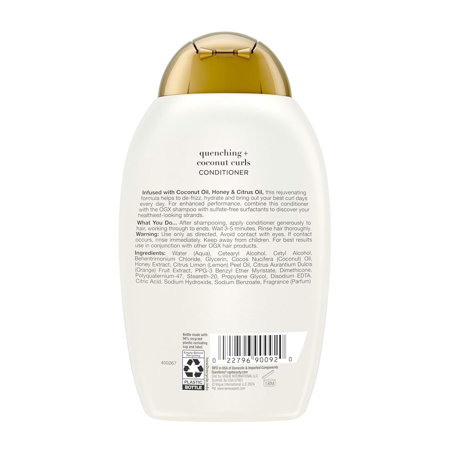 image:imageOGX Quenching Coconut Curls CurlDefining Conditioner Nourishing Curly Hair Conditioner with Coconut Citrus Oil amp Honey ParabenFree with SulfateFree Surfactants 13oz13 Fl Oz Pack of 1