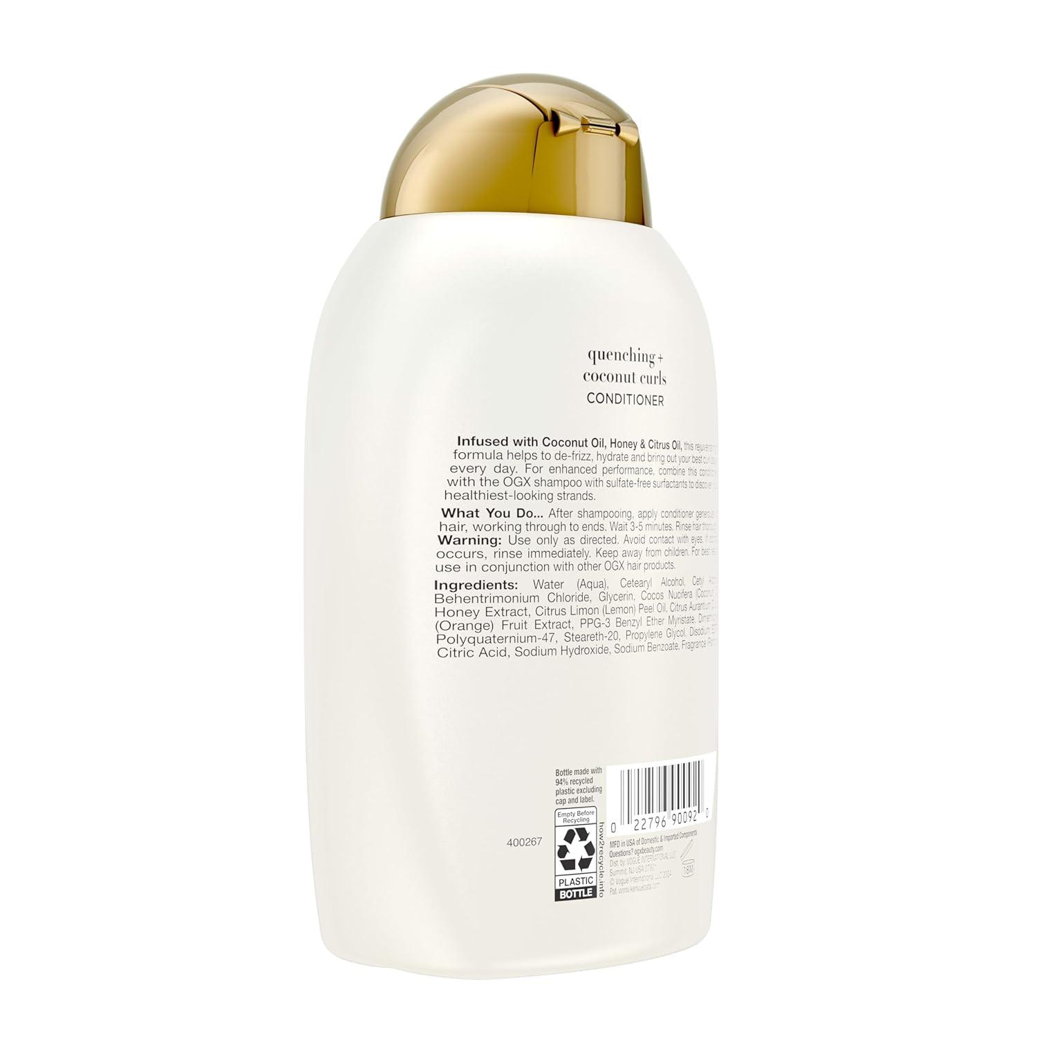 image:imageOGX Quenching Coconut Curls CurlDefining Conditioner Nourishing Curly Hair Conditioner with Coconut Citrus Oil amp Honey ParabenFree with SulfateFree Surfactants 13oz13 Fl Oz Pack of 1