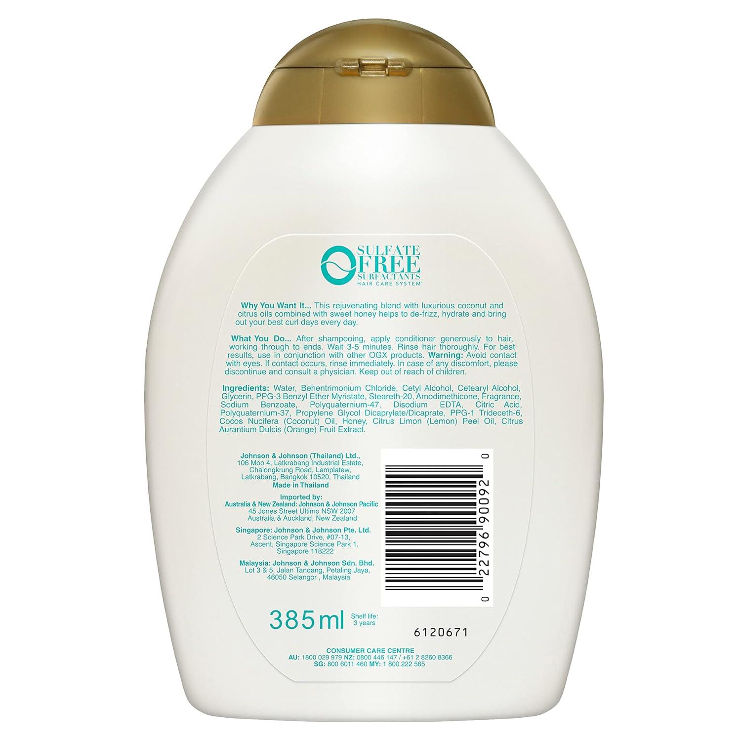 image:imageOGX Quenching Coconut Curls CurlDefining Conditioner Nourishing Curly Hair Conditioner with Coconut Citrus Oil amp Honey ParabenFree with SulfateFree Surfactants 13oz13 Fl Oz Pack of 2