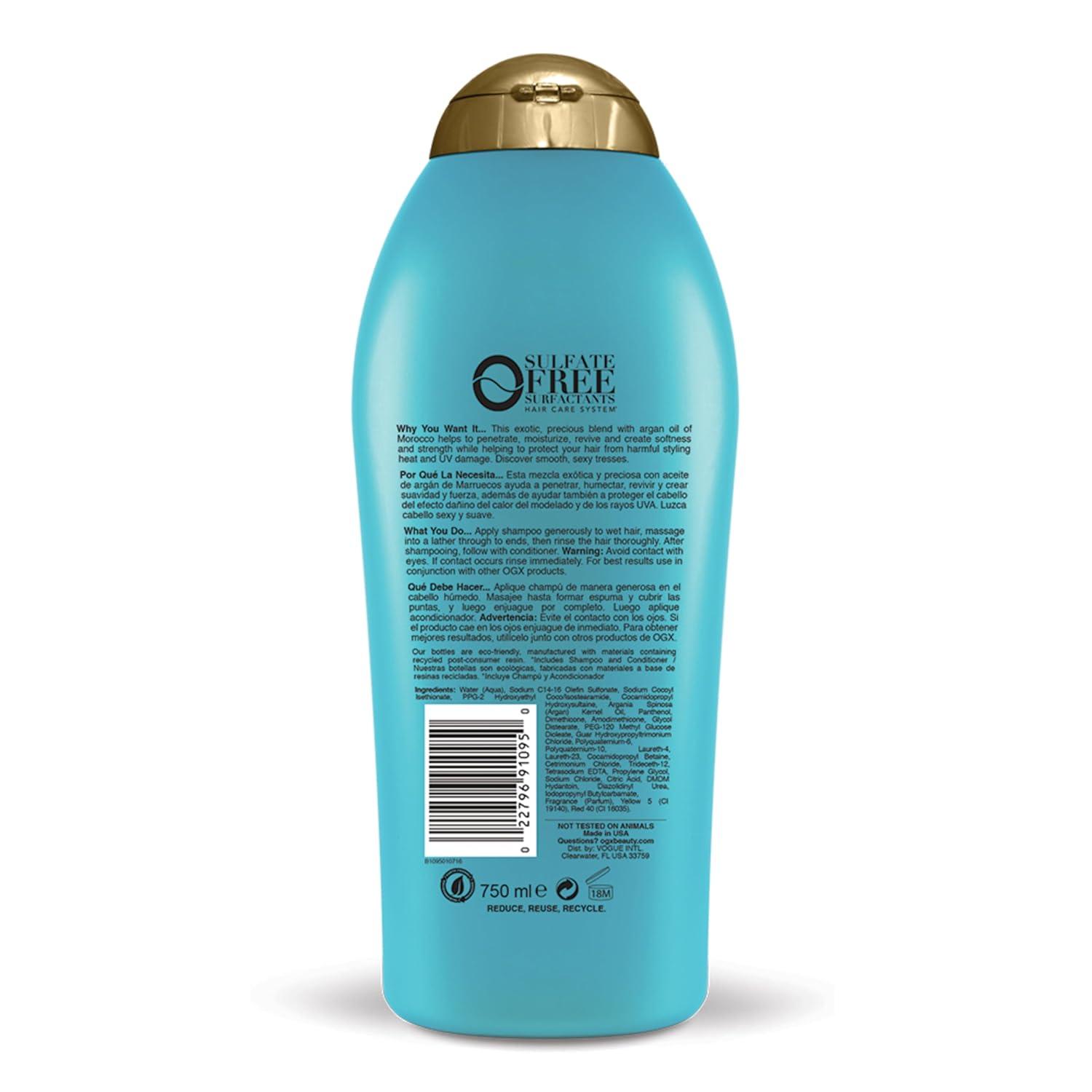 image:imageOGX Renewing Argan Oil of Morocco Shampoo Damage Repair Shampoo amp Argan Oil to Help Strengthen amp Repair Dry Damaged Hair ParabenFree SulfateFree Surfactants 254 fl oz254 Fl Oz Pack of 2