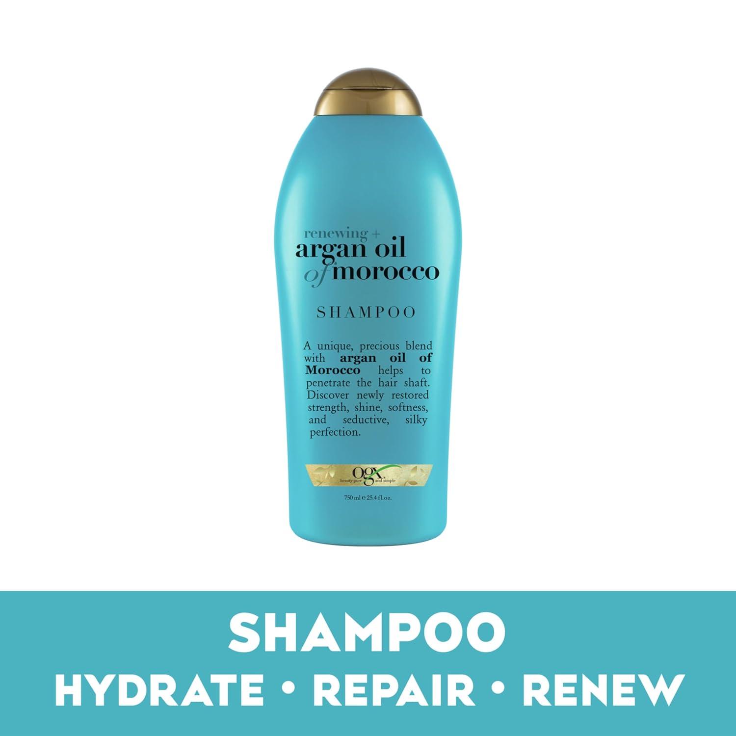 image:imageOGX Renewing Argan Oil of Morocco Shampoo Damage Repair Shampoo amp Argan Oil to Help Strengthen amp Repair Dry Damaged Hair ParabenFree SulfateFree Surfactants 254 fl oz254 Fl Oz Pack of 2