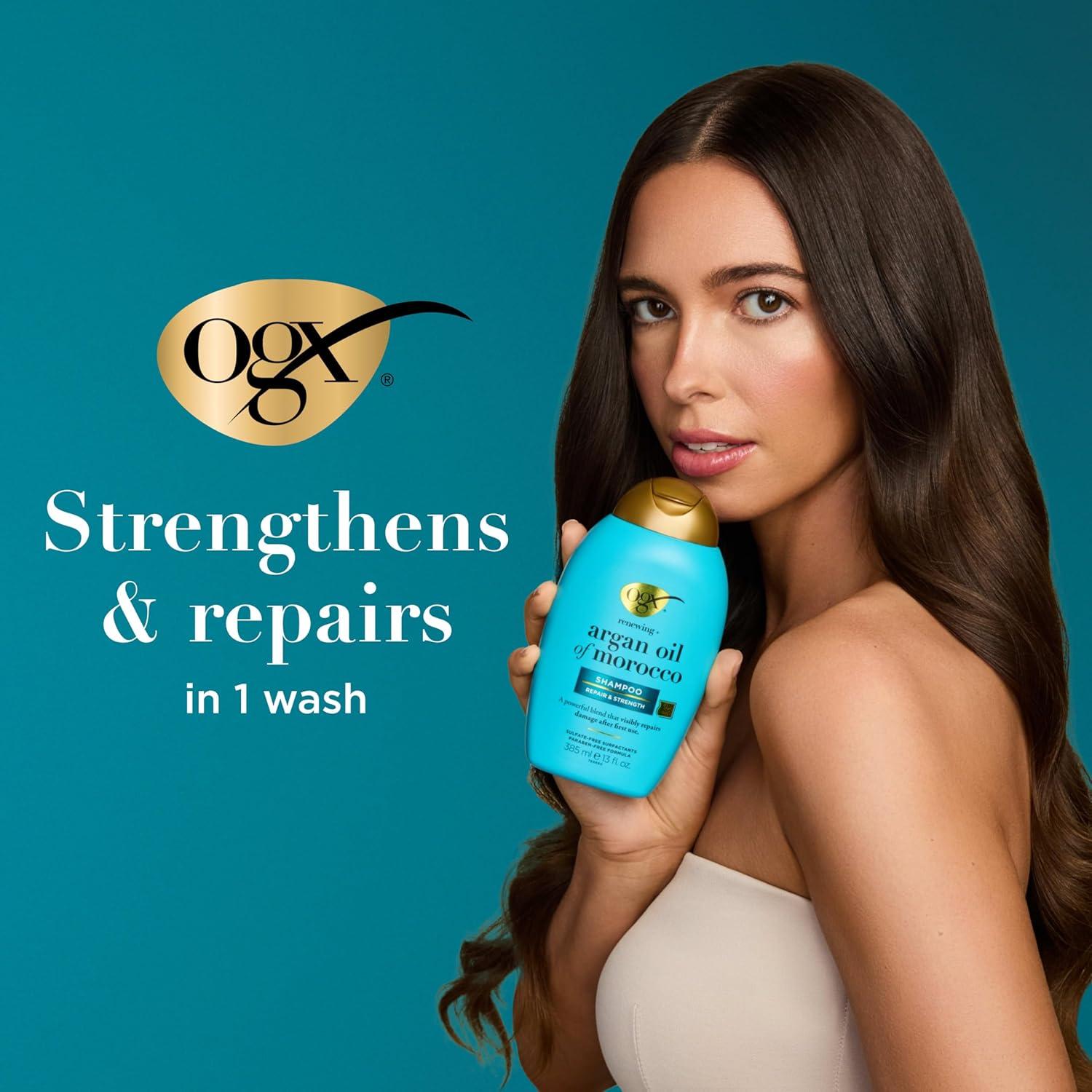 image:imageOGX Renewing Argan Oil of Morocco Shampoo Damage Repairing Shampoo amp Argan Oil to Help Strengthen amp Repair Dry Damaged Hair ParabenFree SulfateFree Surfactants 13 fl Oz13 Fl Oz Pack of 1