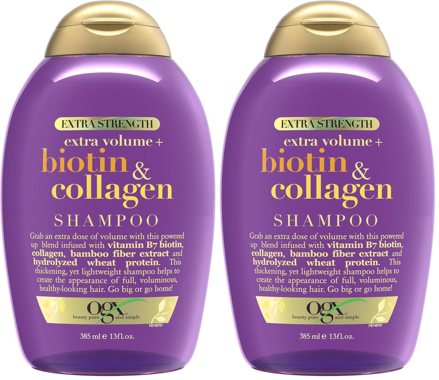 image:imageOGX Thick amp Full Biotin Collagen Extra Strength Volumizing Shampoo with Vitamin B7 Hydrolyzed Wheat Protein for Fine Hair SulfateFree Surfactants Thicker Fuller Hair 13 Fl Ozpurple