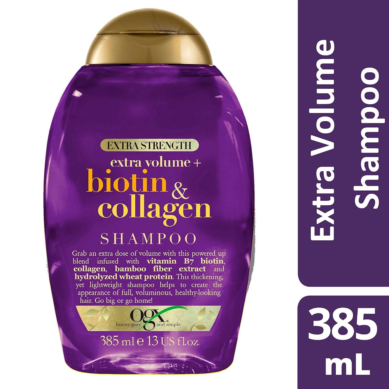 image:imageOGX Thick amp Full Biotin Collagen Extra Strength Volumizing Shampoo with Vitamin B7 Hydrolyzed Wheat Protein for Fine Hair SulfateFree Surfactants Thicker Fuller Hair 13 Fl Ozpurple