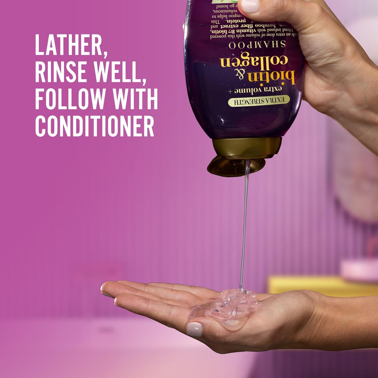 image:imageOGX Thick amp Full Biotin Collagen Extra Strength Volumizing Shampoo with Vitamin B7 Hydrolyzed Wheat Protein for Fine Hair SulfateFree Surfactants Thicker Fuller Hair 13 Fl Ozpurple