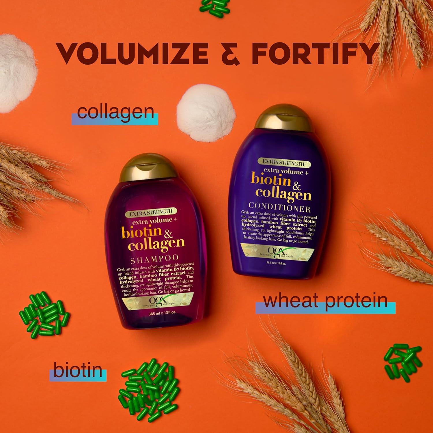 image:imageOGX Thick amp Full Biotin Collagen Extra Strength Volumizing Shampoo with Vitamin B7 Hydrolyzed Wheat Protein for Fine Hair SulfateFree Surfactants Thicker Fuller Hair 13 Fl Ozpurple