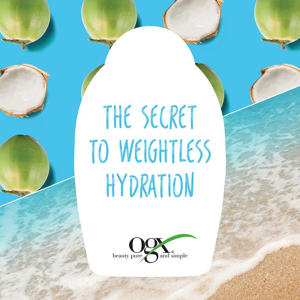 image:imageOGX Weightless Hydration Coconut Water Shampoo 13 Ounce Bottle Lightweight Hydrating Formula SulfateFree SurfactantsShampoo