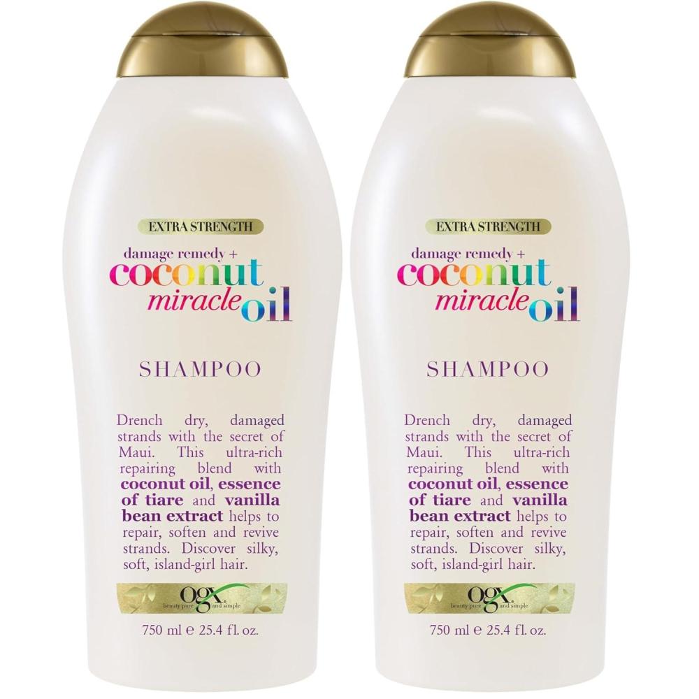 image:imageOGX Extra Strength Damage Remedy Coconut Miracle Oil Shampoo for Dry Frizzy or Coarse Hair ParabenFree SulfateFree Surfactants 13 Fl Oz254 Fl Oz Pack of 2