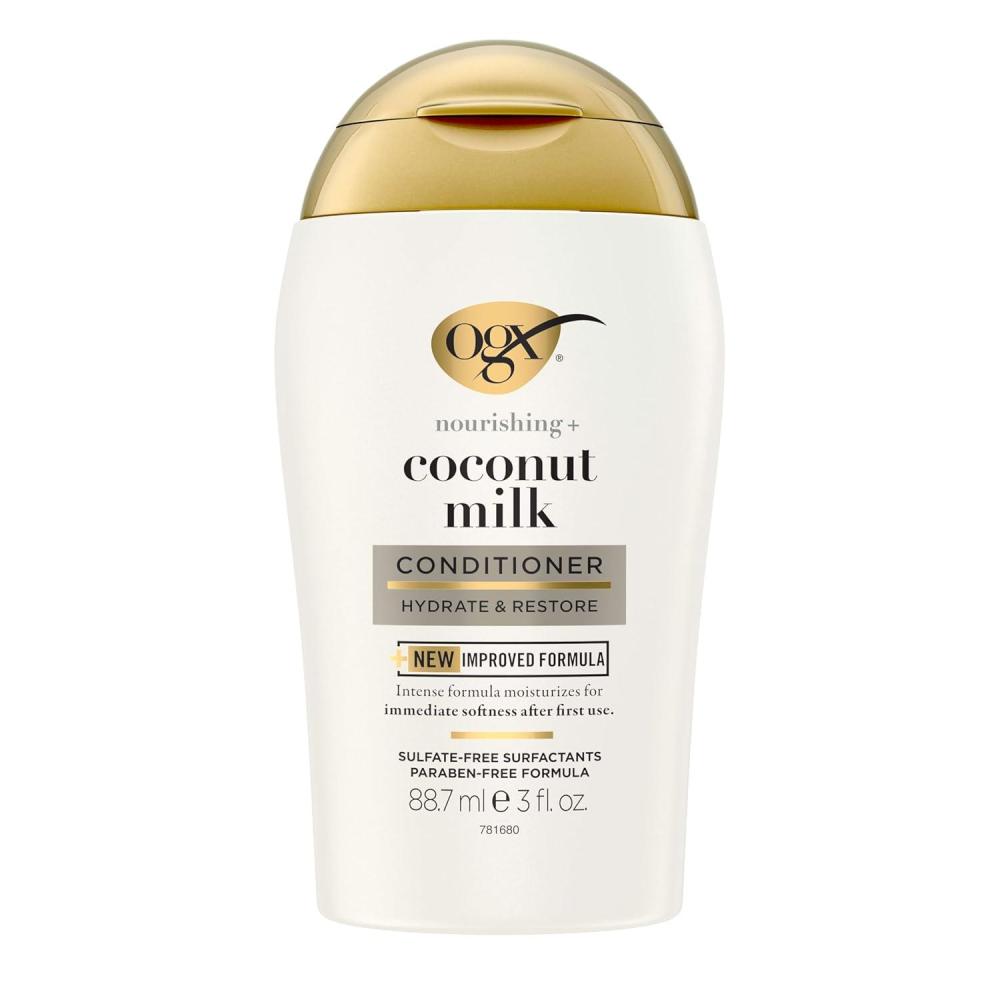 image:imageOGX Nourishing  Coconut Milk Moisturizing Conditioner Hydrating amp Restoring Conditioner Moisturizes for Soft Hair After the First Use Travel Size TSACompliant 3 fl ozwhite