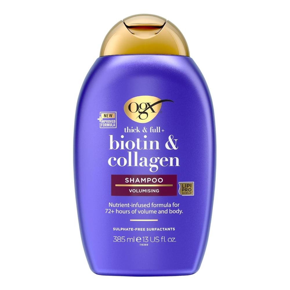 image:imageOGX Thick amp Full Biotin amp Collagen Volumizing Shampoo NutrientInfused Hair Shampoo with Vitamin B7 Biotin Gives Hair Volume amp Body for 72 Hours SulfateFree Surfactants 254 fl oz13 Fl Oz Pack of 3