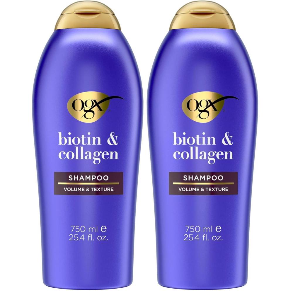 image:imageOGX Thick amp Full  Biotin amp Collagen Volumizing Shampoo NutrientInfused Hair Shampoo with Vitamin B7 Biotin Gives Hair Volume amp Body for 72 Hours SulfateFree Surfactants 254 fl oz254 Fl Oz Pack of 2