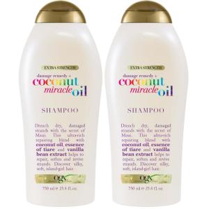 OGX Extra Strength Damage Remedy + Coconut Miracle Oil Shampoo for Dry, Frizzy or Coarse Hair, Paraben-Free, Sulfate-Free Surfactants, 13 Fl Oz(25.4 Fl Oz (Pack of 2))