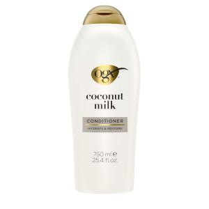 OGX Nourishing + Coconut Milk Conditioner, Hydrating & Restoring Conditioner Moisturizes for Soft Hair After the First Use, Paraben-Free, Sulfate-Free Surfactants, 25.4 fl. oz(Coconut Milk)