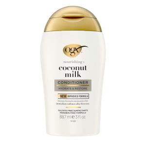 OGX Nourishing + Coconut Milk Moisturizing Conditioner, Hydrating & Restoring Conditioner Moisturizes for Soft Hair After the First Use, Travel Size, TSA-Compliant, 3 fl. oz(white)