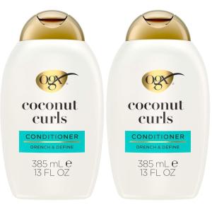 OGX Quenching + Coconut Curls Curl-Defining Conditioner, Nourishing Curly Hair Conditioner with Coconut /Citrus Oil & Honey, Paraben-Free with Sulfate-Free Surfactants, 13oz(13 Fl Oz (Pack of 2))