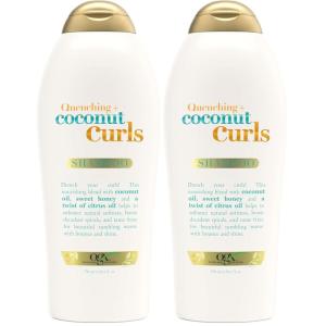 OGX Quenching + Coconut Curls, Moisturizing Shampoo for Curly Hair, Detangling, Curl Enhancing, 25.4 fl oz(25.4 Fl Oz (Pack of 2))