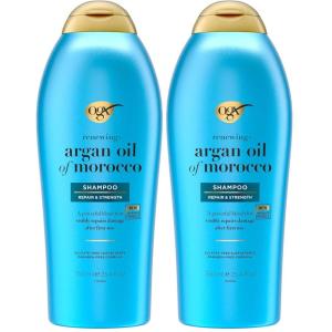 OGX Renewing + Argan Oil of Morocco Shampoo, Damage Repair Shampoo & Argan Oil to Help Strengthen & Repair Dry, Damaged Hair, Paraben-Free, Sulfate-Free Surfactants, 25.4 fl. oz(25.4 Fl Oz (Pack of 2))
