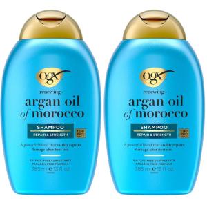 OGX Renewing + Argan Oil of Morocco Shampoo, Damage Repairing Shampoo & Argan Oil to Help Strengthen & Repair Dry, Damaged Hair, Paraben-Free, Sulfate-Free Surfactants, 13 fl. Oz(13 Fl Oz (Pack of 2))