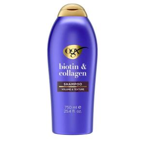 OGX Thick & Full + Biotin & Collagen Volumizing Shampoo, Nutrient-Infused Hair Shampoo with Vitamin B7 Biotin Gives Hair Volume & Body for 72+ Hours, Sulfate-Free Surfactants, 25.4 fl. oz(25.4 Fl Oz (Pack of 1))